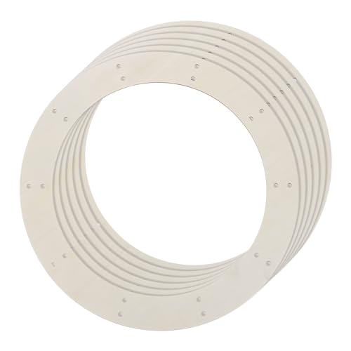 sourcing map 6Pcs Wooden Wreath Frames, Round 11.8 OD/9.1 ID Unfinished Floral Hoop Rings for DIY Christmas Easter Crafts Wedding Holiday Wall Home Decor