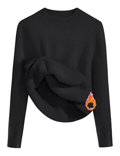 Zeagoo Women's Fleece Sherpa Lined Sweater Mock Neck Long Sleeve Thermal Shirt 2025 Fall Winter Fuzzy Knit Jumper Tops S-XXL