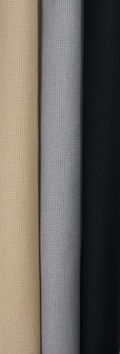 Image of KCS 3 pc of 15 inch x 18 inch(38cmx45cm) 18 Count Cross Stitch Cotton Aida Cloth Needlework Rolled Fabric Box,18CT,Khaki+Medium Grey+Black