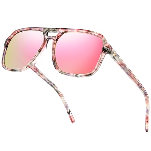 Image of BIRCEN Mens Acetate Polarized Sunglasses: Retro Square Sun Glasses UV400 Protection Anti-Glare Shades for Driving Travel