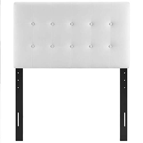Image of Modway Emily Twin Biscuit Tufted Performance Velvet Headboard, White