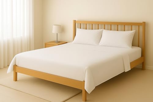 SABANALIA - Juego de sábanas Blancas de Hostelería | 3 Piezas | Sábana Encimera, Sábana Bajera Ajustable y Funda Almohada | Cama 150 (Disponible en Varias Medidas)
