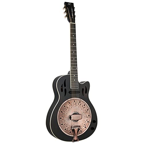 Ortega Guitars Guitare Résonateur Électro-Acoustique – Micro Lipstick – Americana Series – Acajou, Noir (RRG40CE-DBK)