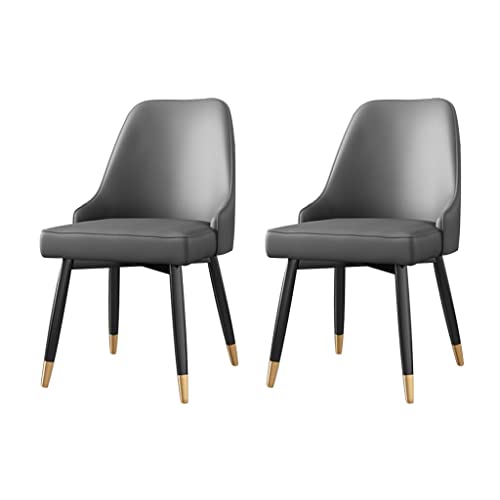 SJIALEN Kitchen Dining Room Chairs Set of 2, with Metal Legs Apartment Living Room Side Chair Water Proof PU Leather Accent Chairs Kitchen Chair (Color : Grey)