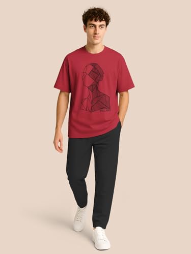 Image of BULLMER Trendy Half Sleeve Oversized Cotton Blend Crew Neck Tshirt for Men