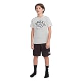 Converse Boys' Short Sleeve T-Shirt and Sock Set, Birch Heather/Black, Large
