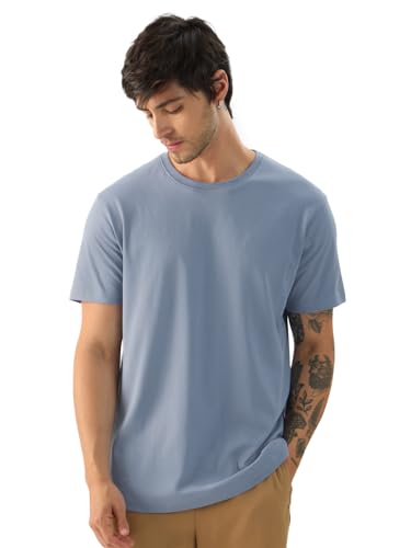 Image of The Souled Store Supima: Men and Boys Short Sleeves Round Neck Solid Premium Basic Casual Lightweight Easy to Style Everyday Streetwear Trendy Supima T-Shirt
