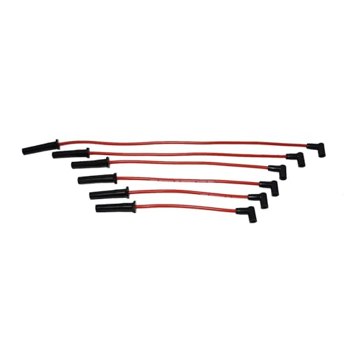 A-Team Performance 6-Cylinder Silicone Spark Plug Wire Set - 8.0mm Red Two-Layer Silicone Coating - Low-Resistance Ignition Wires - Compatible with GMC & Chevy 230, 250, 292 & 350