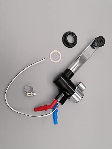 CR-MOESANCO® Wasserhahn London, verchromt, für heißes und kaltes Wasser, für Wohnwagen, Wohnmobil, Boot oder Camping, mit Schalter, 12 V / 24 V