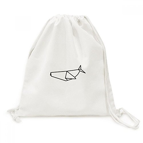 Sac à dos cordon requin origami géométrique en toile de coton pour sport et loisirs