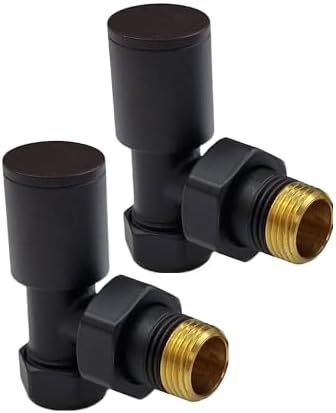 Kirby Black Angled Towel Rail Valves 1/2" /15mm Radiator valves Solid Brass