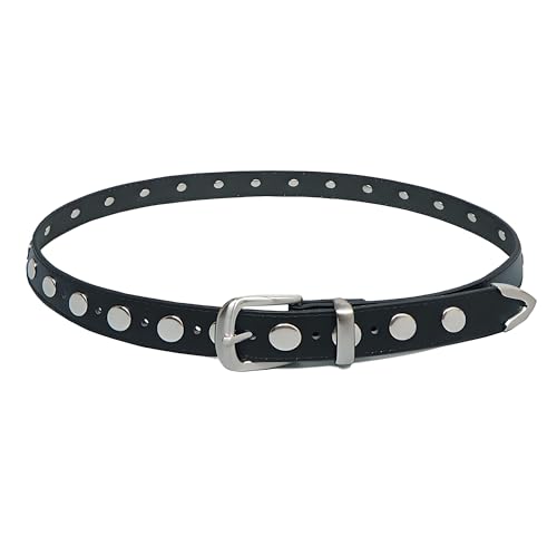 Women Fashion Punk Studded PU Leather Belt Vintage Buckle Sparkle Decorated Waist Belt for Jeans Pants Dresses