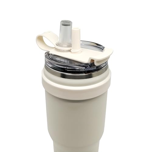 Image of NERTZ Tumbler 1100ml Stainless Steel Insulated | Double Wall Vacuum Bottle with Straw Lid & Wide Mouth Lid | Hot & Cold Bottle Leak Proof, BPA Free for Gym, Travel, Office (White)