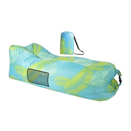 Image of Outdoor Inflatable Lounger with Air-Fill Design, Side Pocket and Carry Bag (Green)