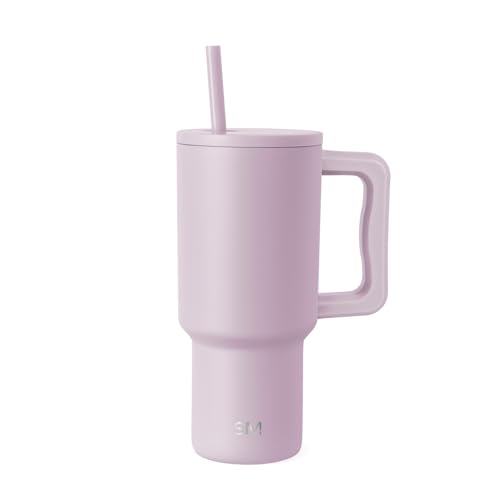 Image of Simple Modern 30 oz Trek Tumbler with Handle and Straw Lid | Cup Holder Friendly Insulated Stainless Steel Travel Mug | Lavender Mist