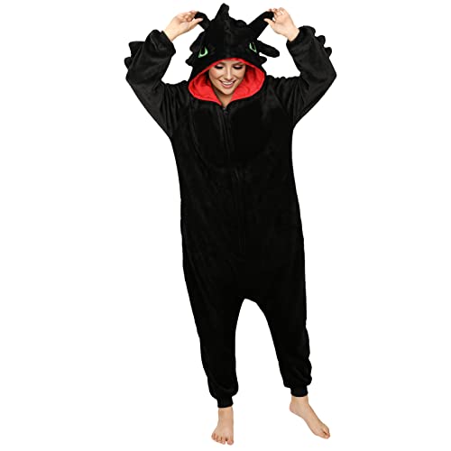 Dragon Onesie Costume for Men and Women with Hood and Wings