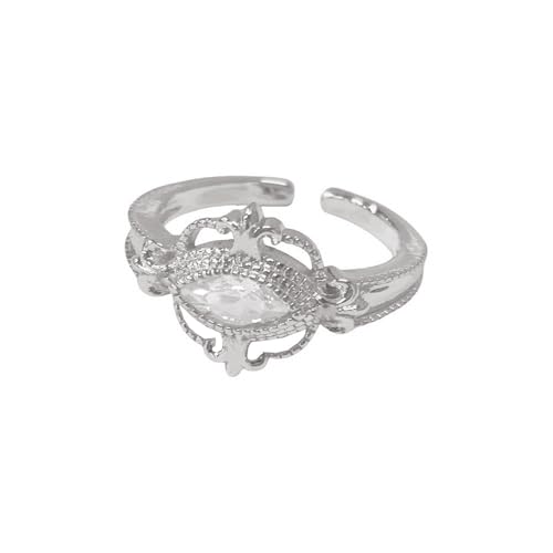 Dainty Marquis CZ Statement Ring for Women Elegant Filigree Crystal Adjustable Open Wrap Rings Comfort Fit Retro Wedding Engagement Anniversary Accessories Jewelry Gift