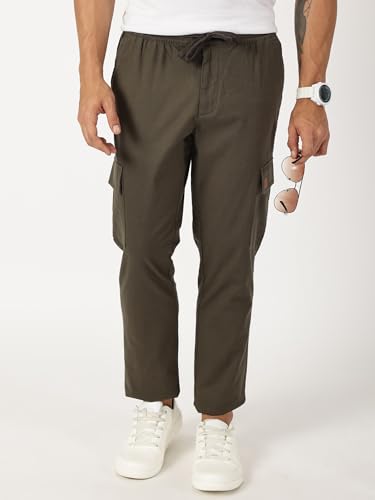 Image of Thomas Scott Men's | Solid | Light Weight | Breathable Fabric | 6 Pocket | Ankle Length | Mid Rise | Regular Fit | Linen | Elasticated with Drawstring | Chino Trouser | Pants