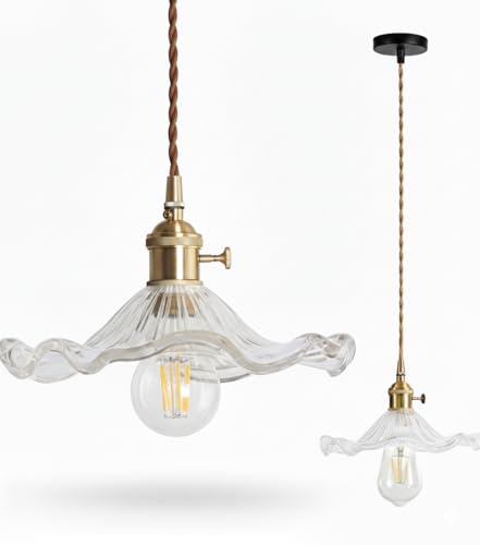 Lámpara colgante de cristal vintage E27 industrial para dormitorio y salón