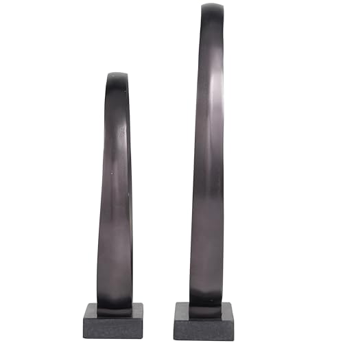 Esculturas decorativas geométricas de aluminio con base de mármol, juego de 2 miniatura 7