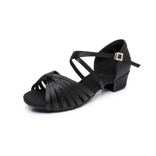 Rosefinch Latein Tanzschuhe für Mädchen Damen Salsa Tango Ballroom Praxis Tanzschuhe Schwarz 37EU