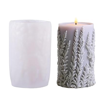 HUSAINIMART | Lavender Pillar Mold for Candle Making 3D Silicone Mold for Resin Casting DIY Plaster Polymer Clay Home Decor Table Decoration Wax melts Lavender Candle Molds Party Wedding Gifts Soap Bath Bombs Mould NK-image-48