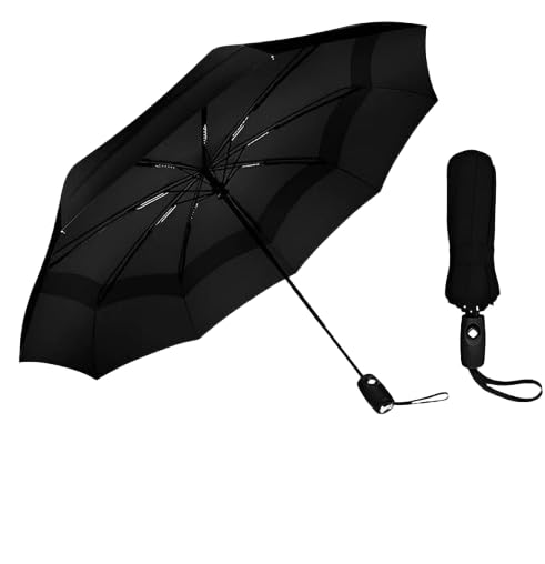 UV Protection Folding Umbrella for Sun and Rain with Auto Open Close Button, 3 Fold Compact Travel Umbrella, Wind Resistant Frame, Lightweight Portable Canopy-image-26