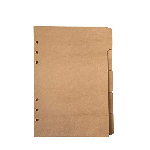 Zelten Recharges feuilles détachées classeur A5 - Papier kraft, 6 trous diviseur brun