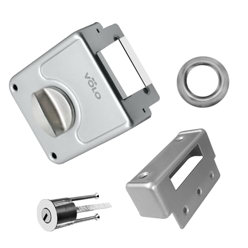 Image of VOLO Heavy Duty Tri-Bolt Rim Lock - Secure Dead Lock with Keys for Main Door, Single & Double Doors, Left & Right-Handed Use - Ideal for Home & Office (Pack of 1) (MT-04 (Satin))