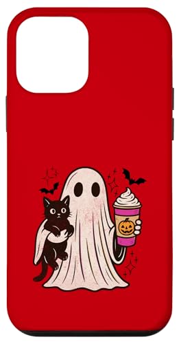 Pumpkin Spice Latte Ghost Holding Black Cat Halloween X}zP[X iPhone 12 mini p