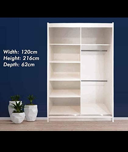 Double Mirror Sliding Door Wardrobe with LED LIGHT 90/120/150/180/203 (White, 203cm) 2 Double Mirror Sliding Door Wardrobe with LED LIGHT 90/120/150/180/203 (White, 203cm) - Image 2