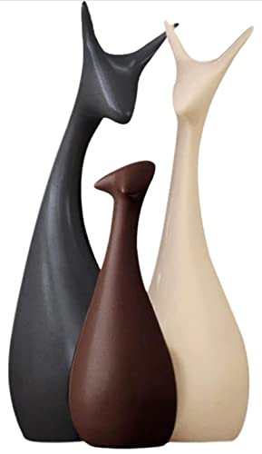 Image of Deer Family of 3 Ceramic Decoration Crafts, Suitable for The Decoration of The Living Room, Study, TV Cabinet, Wine Cabinet