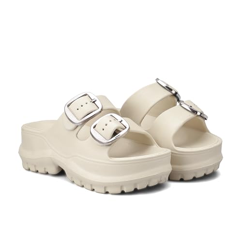 Image of ASIAN Femina-19 Women's Chunky Sole Slippers | Soft Cushioned Comfort | Adjustable Double Buckle | Anti-Slip, Lightweight Slides