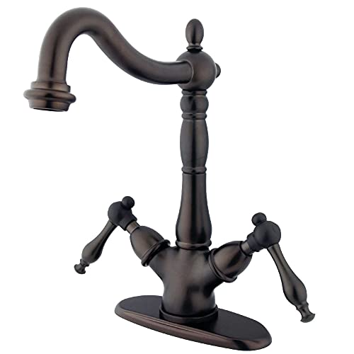 Kingston Brass KS1495NL Heritage Vessel Sink Faucet without Pop-up Rod with 4-inch Plate, Oil Rubbed Bronze