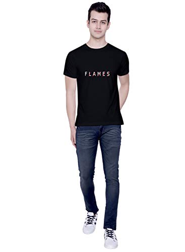 Image of CreativiT Graphic Printed T-Shirt for Unisex Flames Tshirt | Casual Half Sleeve Round Neck T-Shirt | 100% Cotton | D00393-15