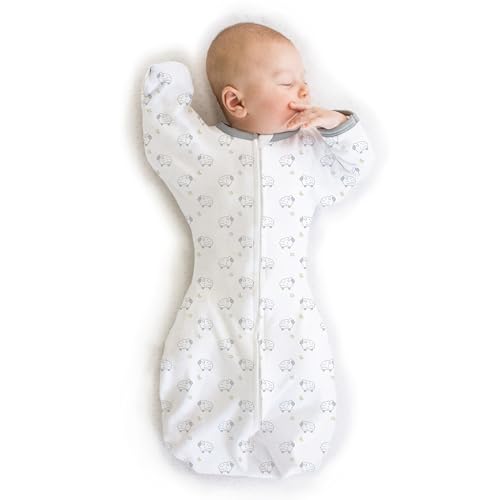 Image of SwaddleDesigns Transitional Swaddle Sack, Arms Up Half-Length Sleeve & Mitten, Most Gradual Transition Swaddle for Newborn