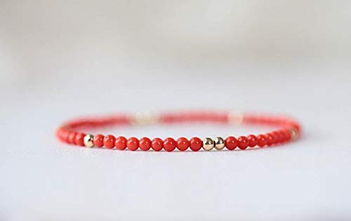 Jewelry Authentic Italian Coral | Mediterranean Sea Red Coral 3mm | Genuine red coral 3mm | Beaded red coral bracelet | Natural Coral