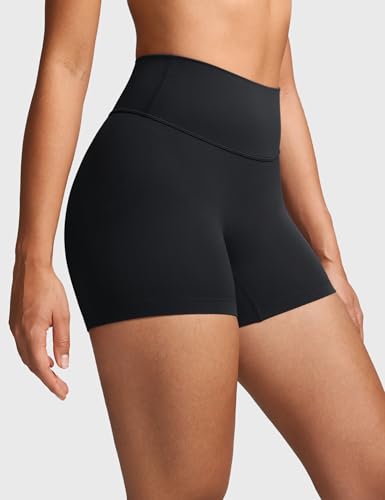 Womens High Waist No Front Seam Biker Shorts 4 Inches Running Volleyball Spandex Yoga Gym Workouts3