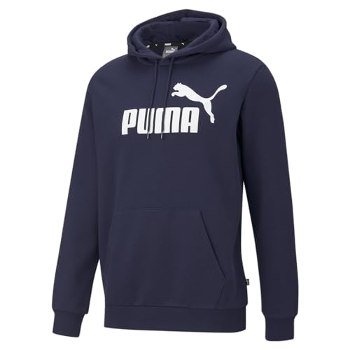 PUMA Men's Essentials Logo Fleece Hoodie (Available in Big & Tall) Hooded Sweatshirt, Peacoat, L
