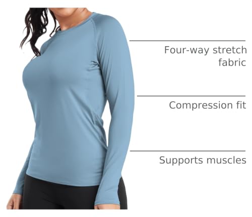 Image of 4 Pack Women's Compression Shirts Long Sleeve Workout Athletic Top