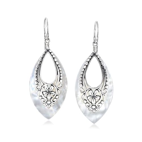 Ross-Simons Mother-Of-Pearl and Sterling Silver Bali-Style Drop Earrings
