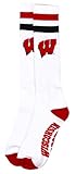 NCAA Wisconsin Badgers White Tube Socks, One Size, Red