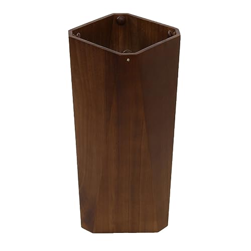 Paragüero de madera marrón oscuro, grano de madera natural, capacidad para 7 o 8 paraguas, organizador para interiores, entrada, oficina, acabado de nogal, tamaño de 22 cm