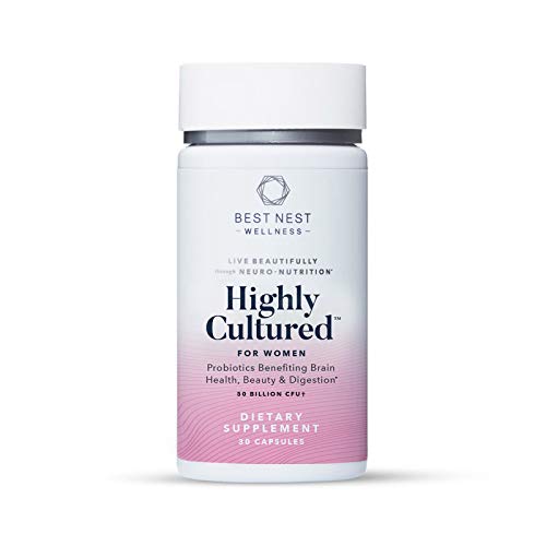 Highly Cultured Probiotics Women, 50 Billion CFU 13 Strains, Patented Delayed Released Capsules for Digestive Health, Probiotic Supplement, 30 Ct. Includes Bonus Top Smart Brain Guide, Value $19.95