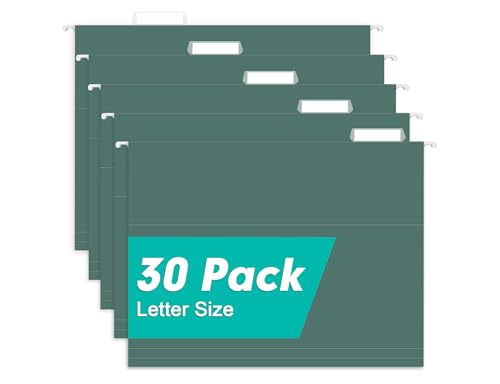 HERKKA Extra Capacity Hanging File Folders, 30 Pack Reinforced Letter Size Hanging Folders with Heavy Duty 0 Inch Expansion, Designed for Bulky Files, Green image 3