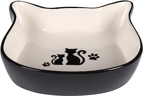 FEEDING AND DRINKING BOWL CAT NONA CERAMIC BLACK-WHITE HEAD 250ML 13,5x13x3,5CM