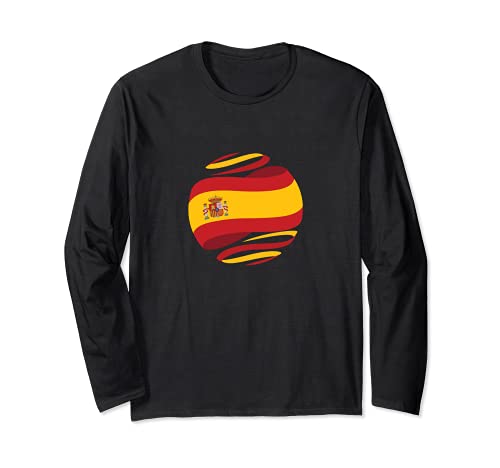 Spain Flag Long Sleeve T-Shirt, Black