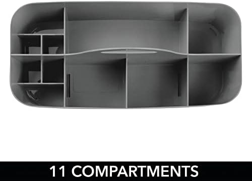 mDesign Set of 2 Bathroom Basket with Handles  Extra Large Cosmetics Organiser with 11 Compartments  Also Ideal as a Kitchen Organiser or Shower Caddy  Charcoal Grey