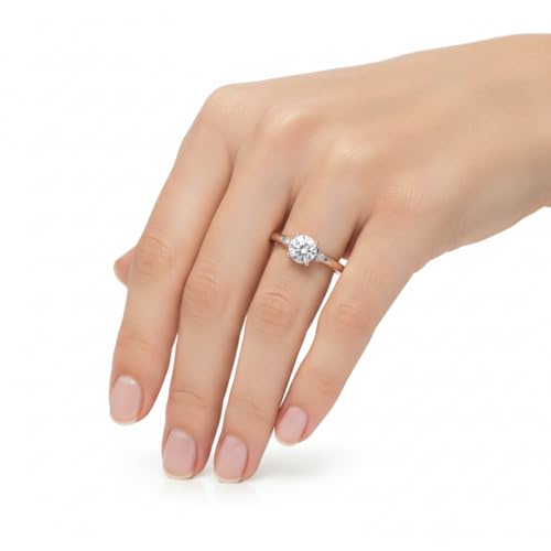 Image of Choose Your Gemstone Petite Dome Engagement Ring Rose Gold Plated Round Shape Petite Engagement Rings Everyday Jewelry Wedding Jewelry Handmade Gifts for Wife US Size 4 to 12