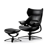 TOMU Genuine Leather Reclining Swivel Chair with Ottoman